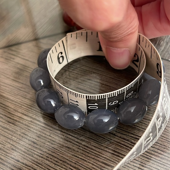 Two Stretch Oval Glass Bead Bracelets Grey & Brown - Picture 7 of 12